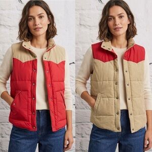 Vintage Roxy Reversible Red & Khaki Corduroy Puffer 90s Y2K Retro Outdoors Camp